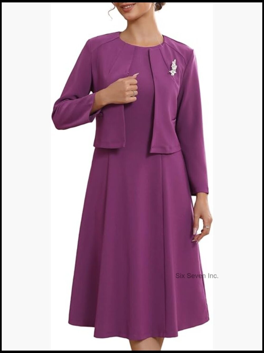 Two Piece Suit Set with Sleeveless Dress and Crop Blazer Shrug